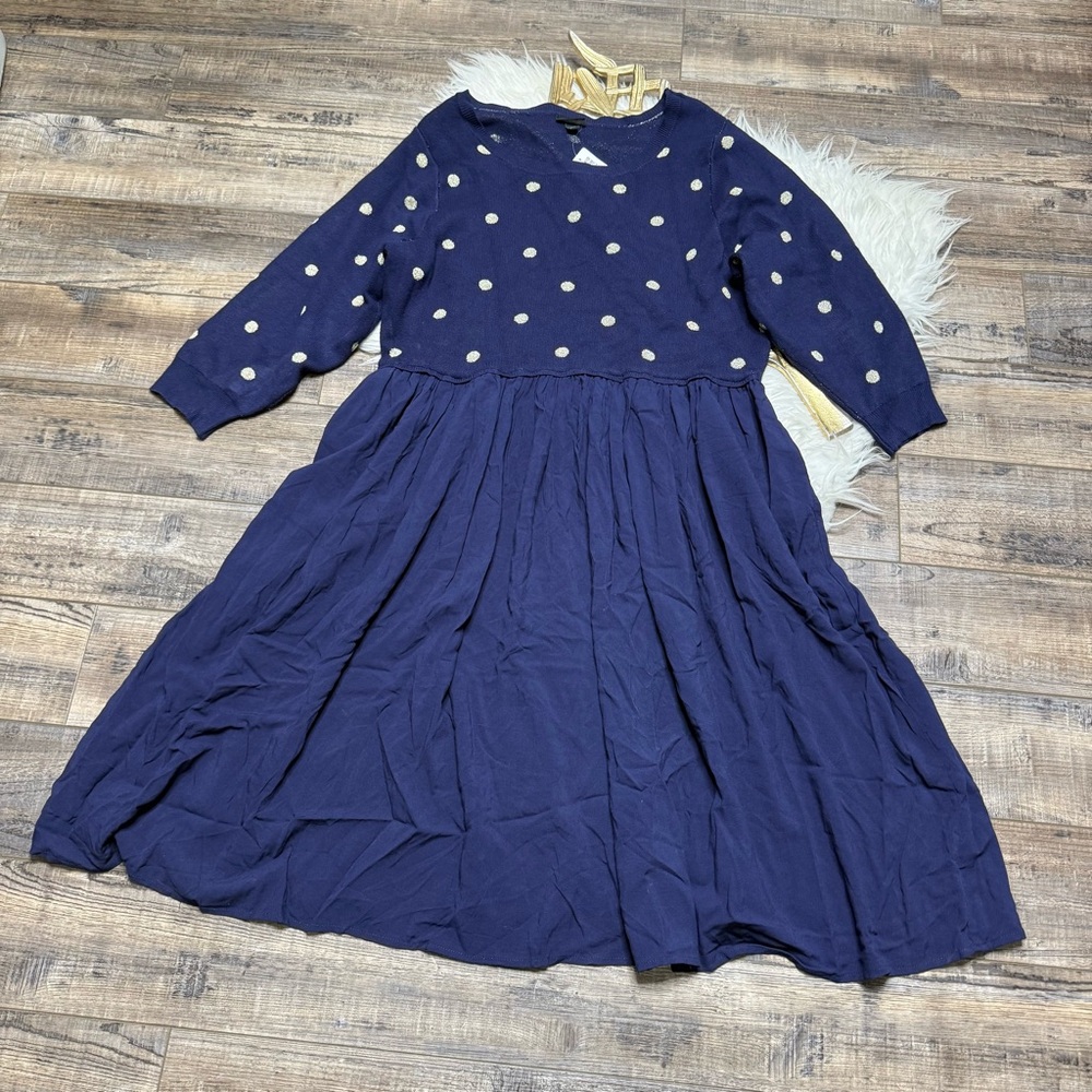 Torrid Navy Gold Dot Sweater Dress